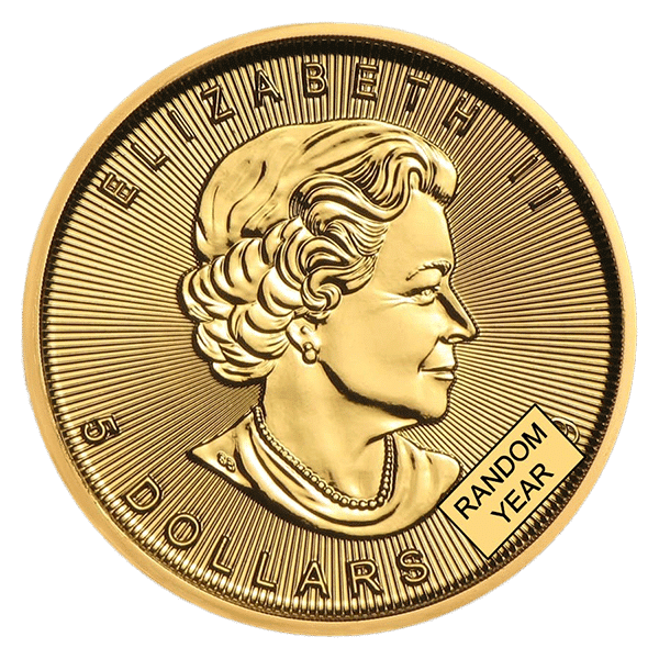 one-tenth ounce gold canadian maple leaf coin reverse