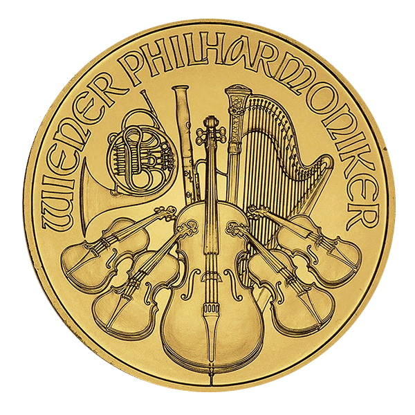one-tenth ounce gold vienna philharmonic coin obverse
