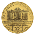 one-tenth ounce gold vienna philharmonic coin reverse
