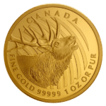gold canadian bugling elk coin reverse