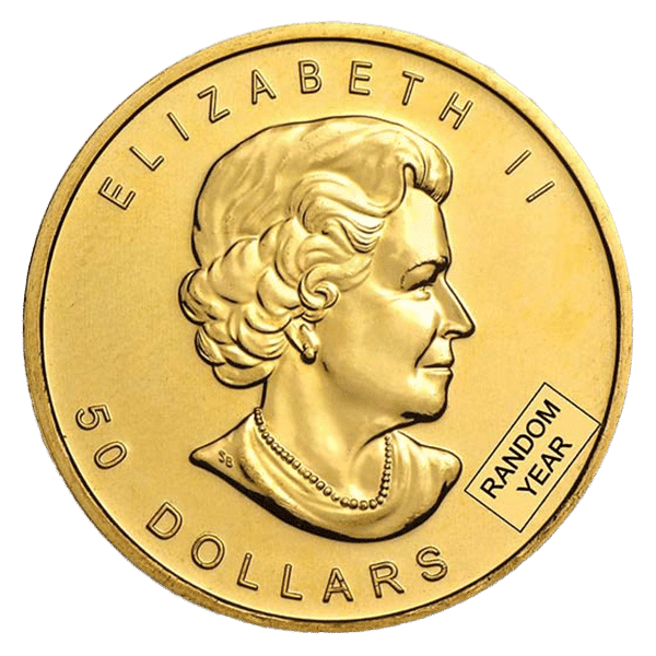 gold canadian maple leaf coin obverse