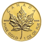 gold canadian maple leaf coin reverse