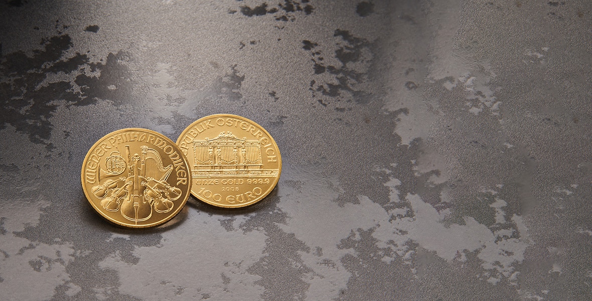 gold vienna philharmonic coins obverse reverse with background