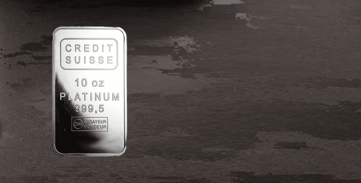 10 oz platinum bar on grey table top