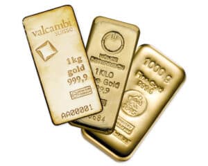 1 kilo gold bars fanned