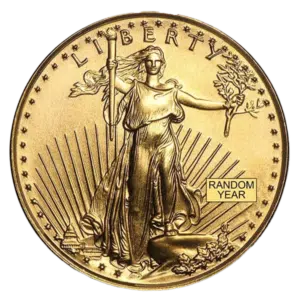 one-tenth ounce gold american eagle coin obverse