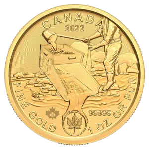 gold canadian klondike coin reverse