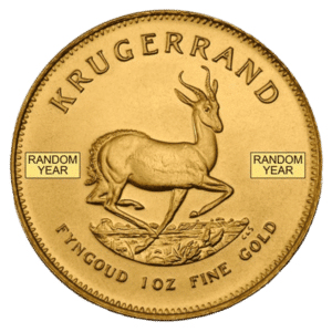 gold south african krugerrand coin obverse