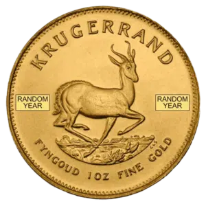 gold south african krugerrand coin obverse