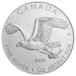 silver canadian bald eagle coin obverse