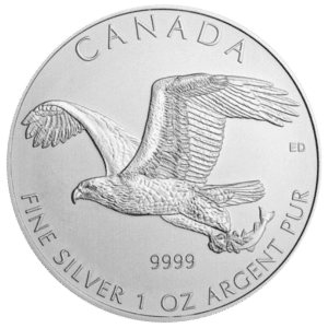 silver canadian bald eagle coin obverse