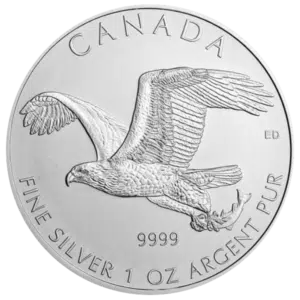 silver canadian bald eagle coin obverse
