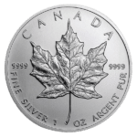 silver canadian maple leaf coin obverse