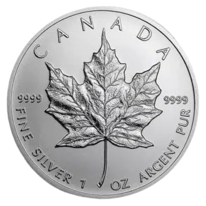 silver canadian maple leaf coin obverse