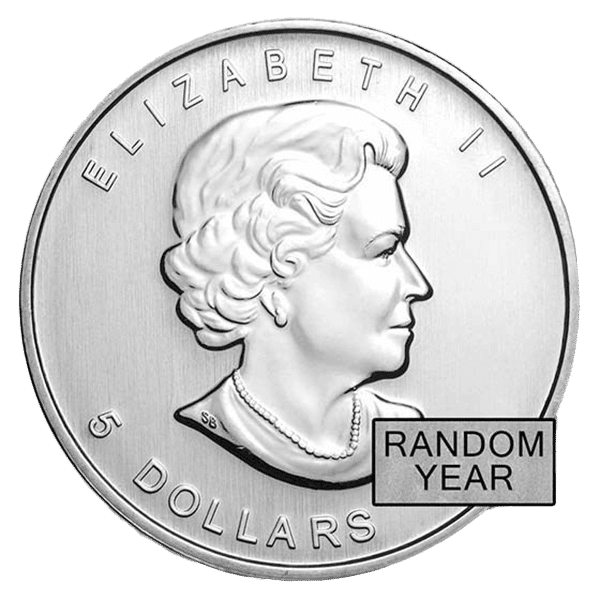 silver canadian maple leaf coin reverse random year
