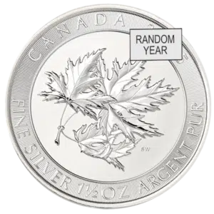 one and one half ounce silver canadian maple leaf coin obverse