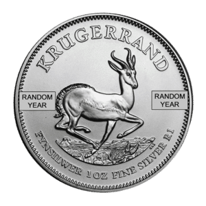 silver south african krugerrand coin obverse