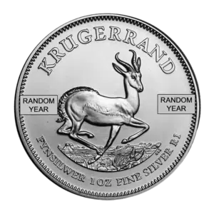 silver south african krugerrand coin obverse