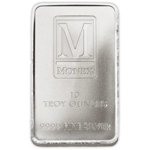 Monex 10 oz Silver Bars - Front